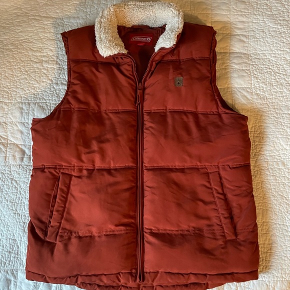Coleman Other - Rust Orange Puffer Vest with Sherpa Collar